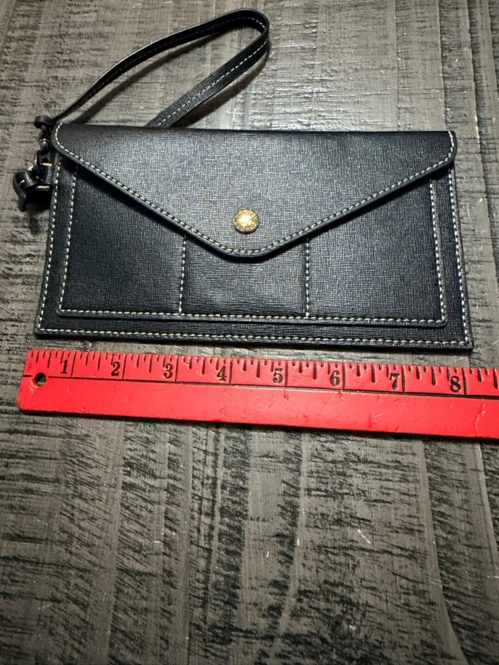 Dooney & Bourke Black Envelope Wristlet Wallet with Gold Accent